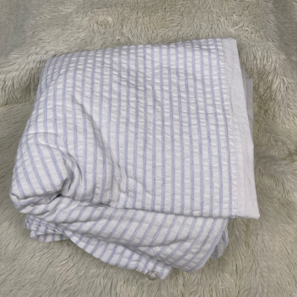 Inup Home Duvet Cover Unisex Full Blue White Good Seersucker Striped Cotton